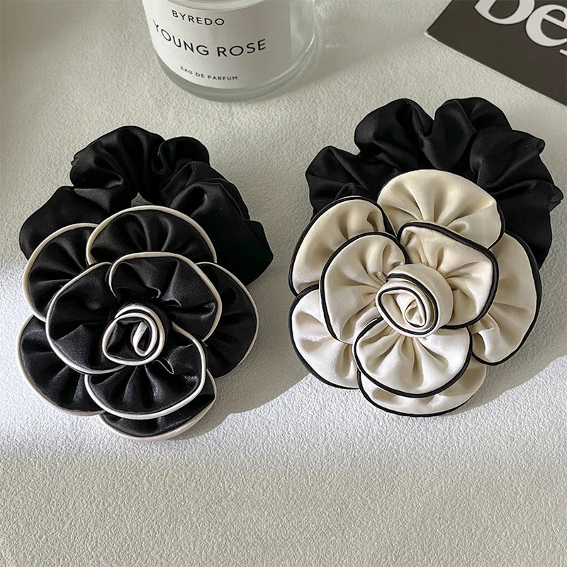 Chouchou Camélia Fleur Tissu Rétro - Élastique Cheveux Femme Élégant Haute... | MDN Store