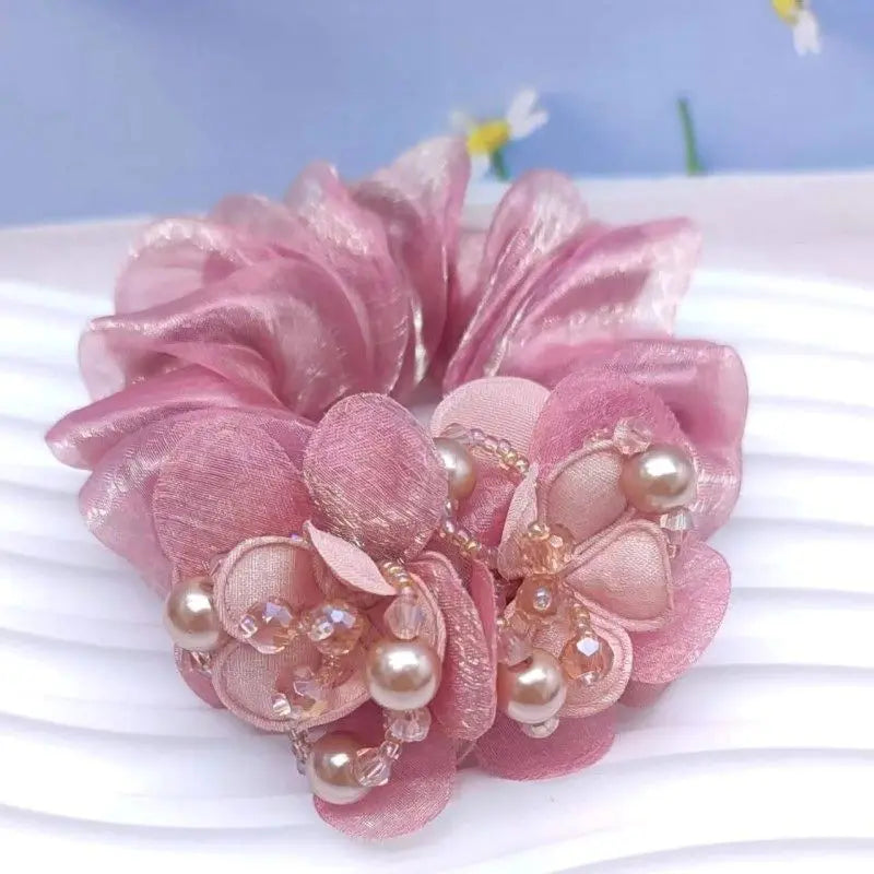 Chouchou Fleur Maille Large Élégant - Élastique Chignon Femme | MDN Store