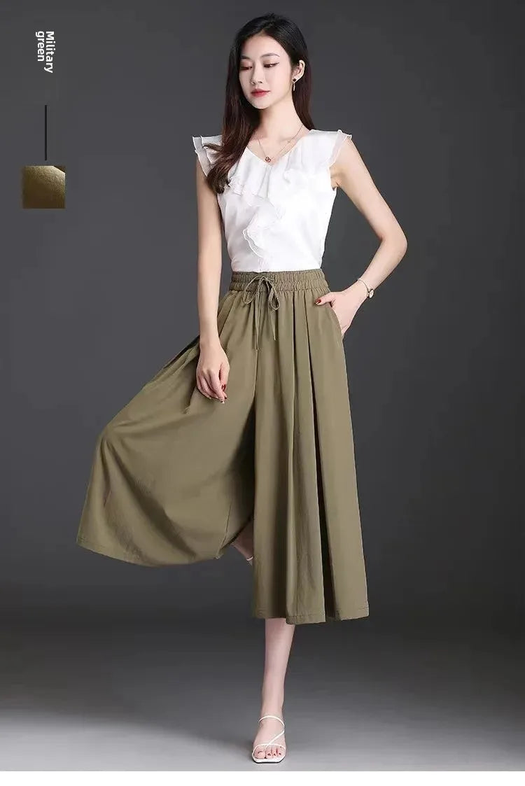 Jupe-Culotte Large Soie Glacée Femme | MDN Store
