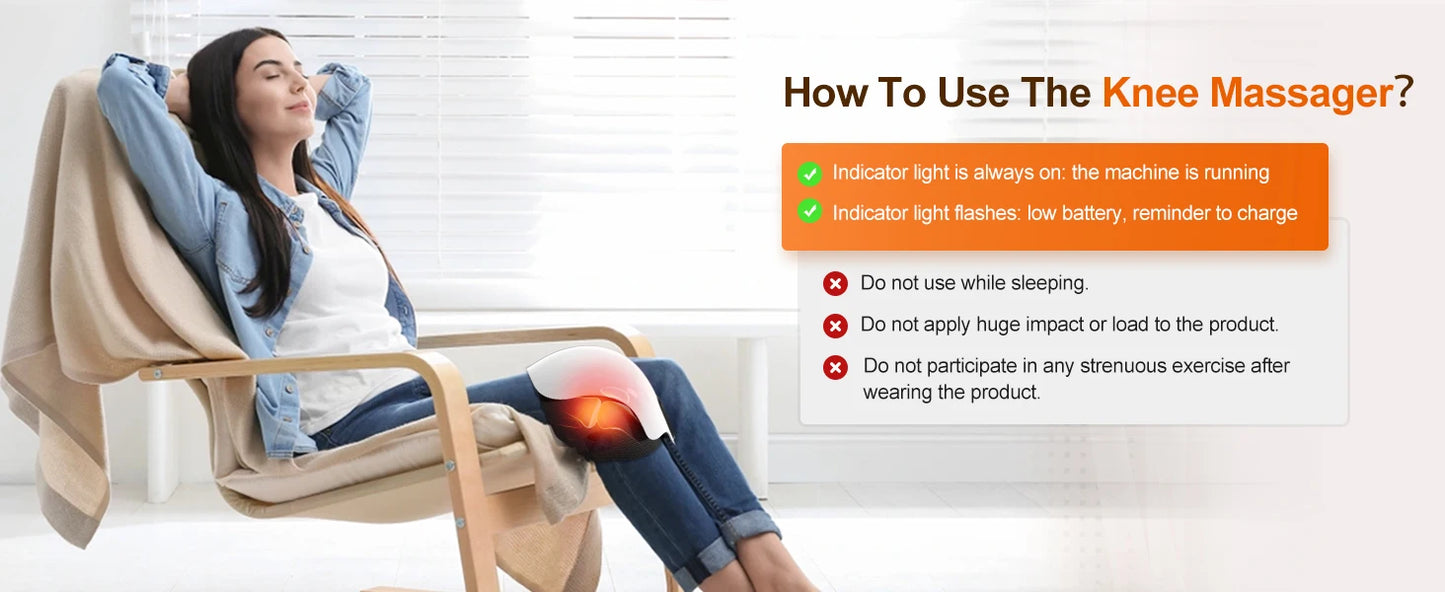 Masseur Genoux Sans Fil Infrarouge LED - Thérapie Chaleur 3 Niveaux | MDN