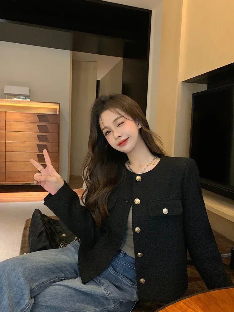 Veste Tweed Courte Élégante Femme Automne-Hiver | MDN