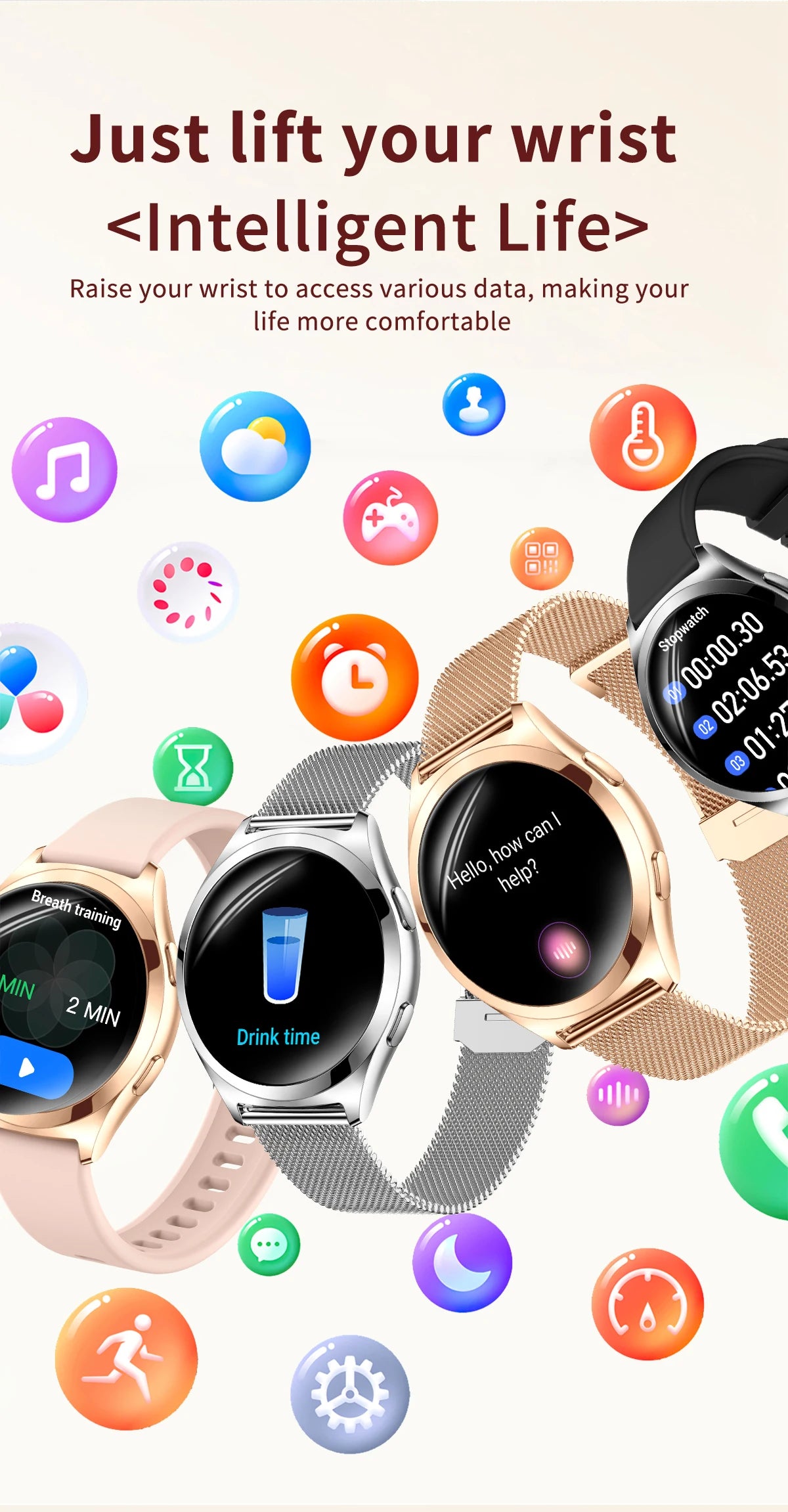Montre Connectée Femme Luxe 1.27" Boussole IP68 | MDN Store