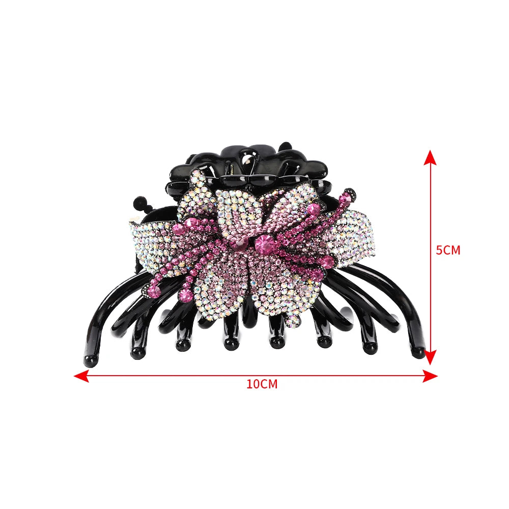 Pince Cheveux Fleur Strass Luxe Coréenne - Barrette Crabe Élégante | MDN Store