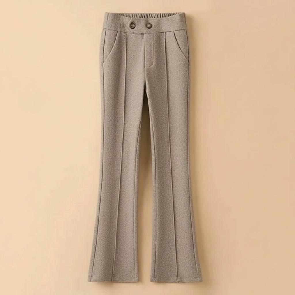 Pantalon Laine Évasé Femme Gris Clair Bureau | MDN Store