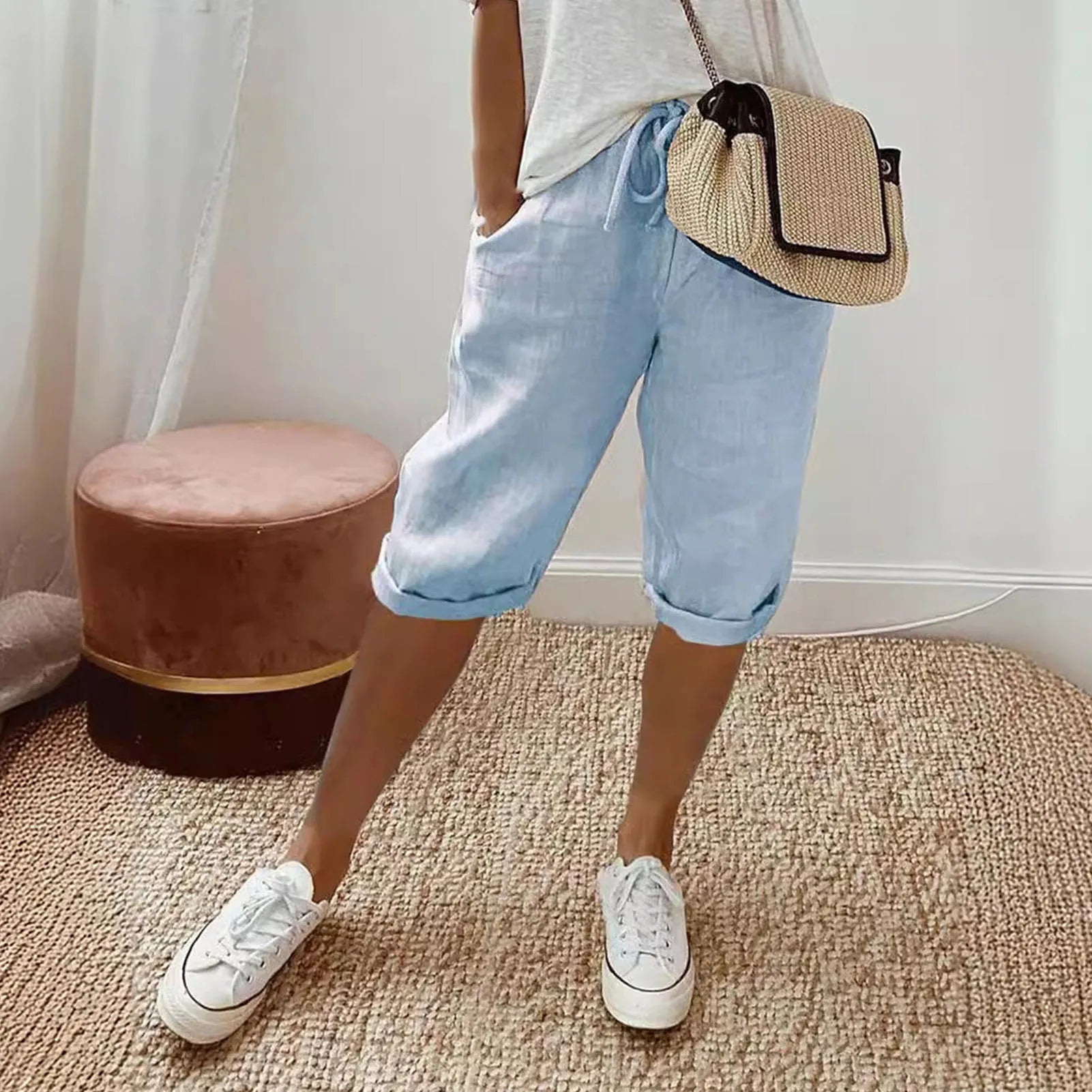 Short Femme Coton Lin Taille Moyenne Large | MDN Store
