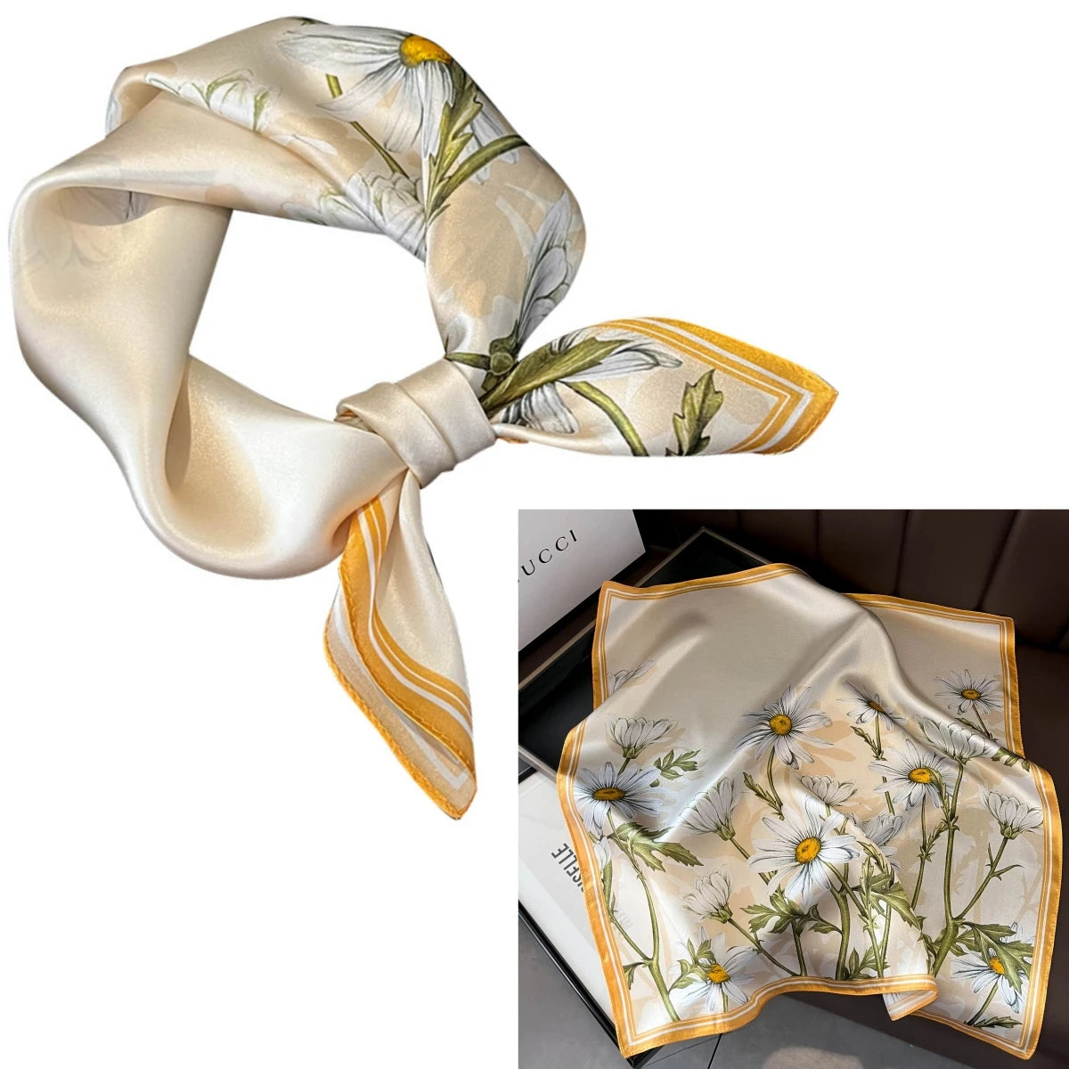 Foulard Carré Soie Mûrier 100% Floral 53cm Femme | MDN Store