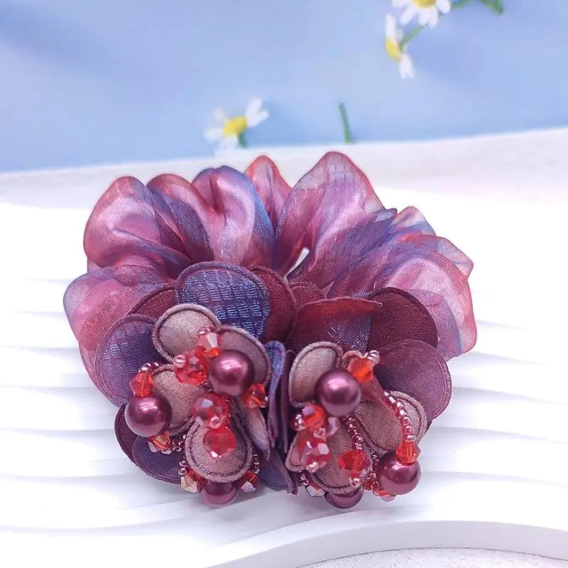 Chouchou Fleur Maille Large Élégant - Élastique Chignon Femme | MDN Store