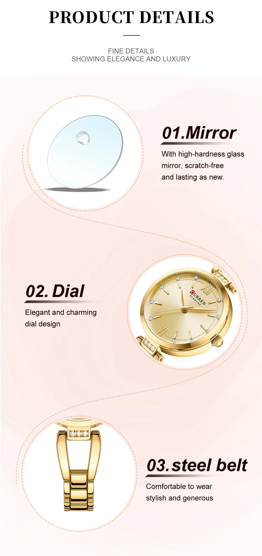 Montre Quartz Femme Acier Inoxydable Elegante Bracelet Fashion | MDN Store 25