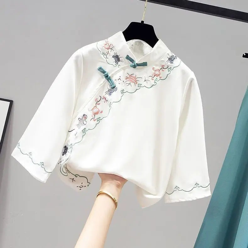 Ensemble Hanfu Chinois Brodé Papillon 2 Pièces | MDN Store