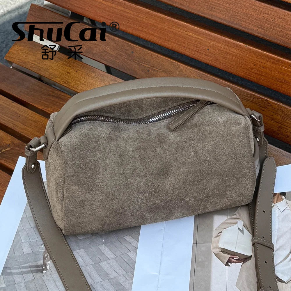 Sac Bandoulière Cylindrique Femme Cuir Véritable MDN - Luxe Designer