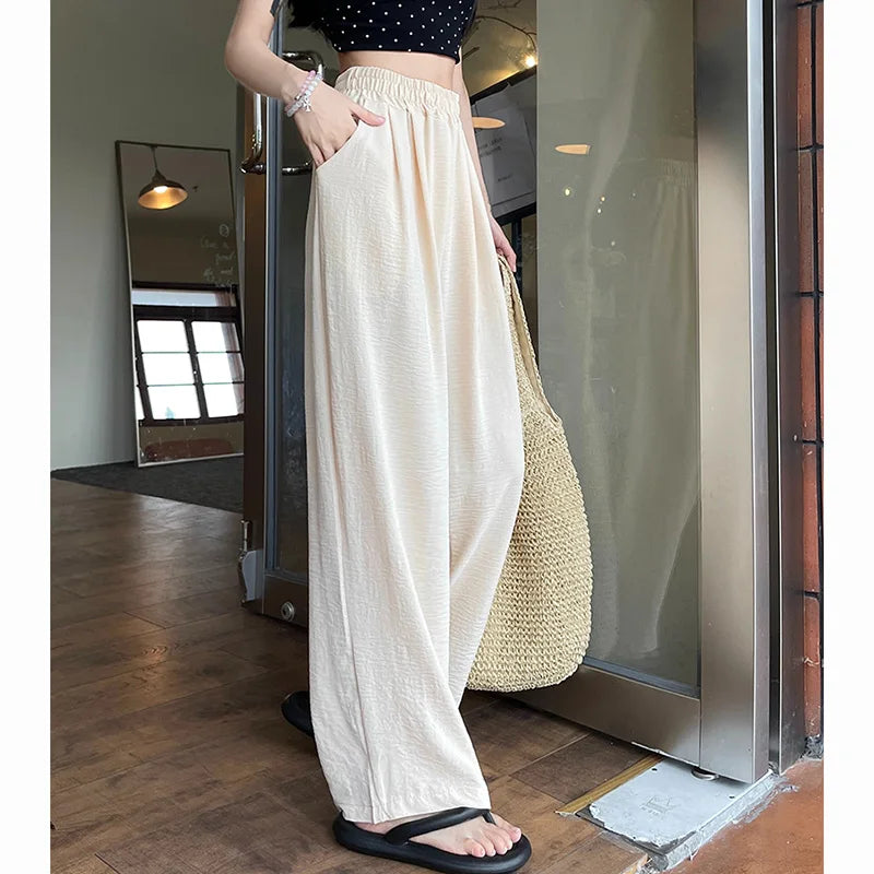 Pantalon Plissé Soie Glacée Taille Haute | MDN Store