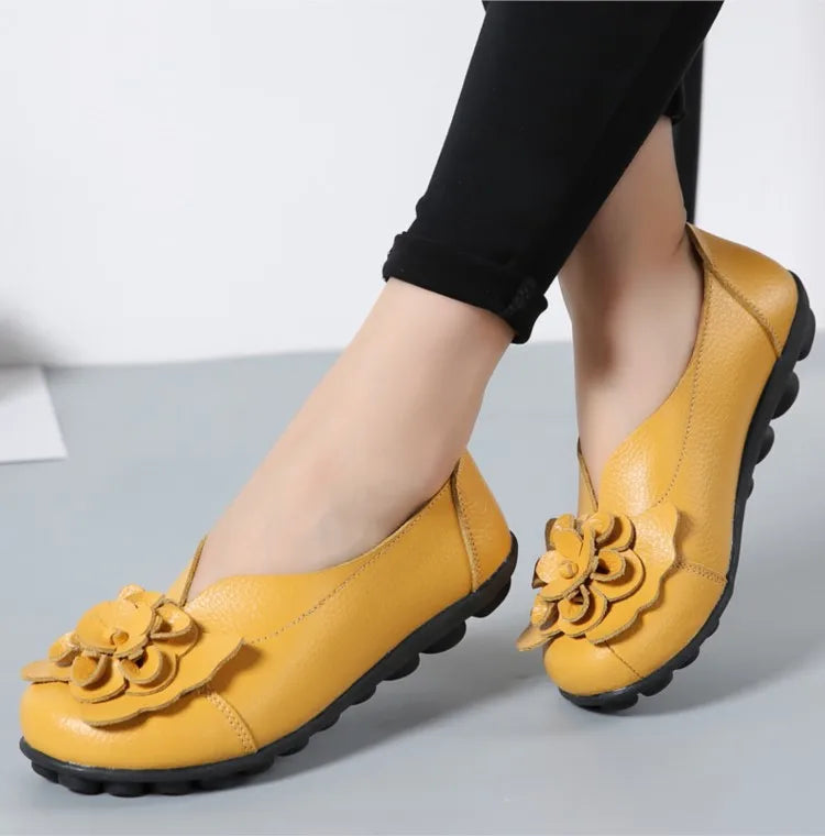 Ballerines Cuir Fleur Élégantes Grande Taille | MDN Store