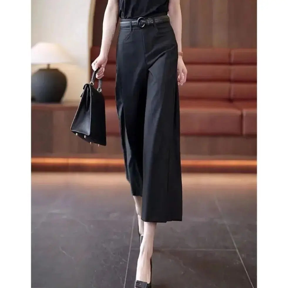 Pantalon Femme Taille Haute Décontracté Léger Couleur Unie Été | MDN Store