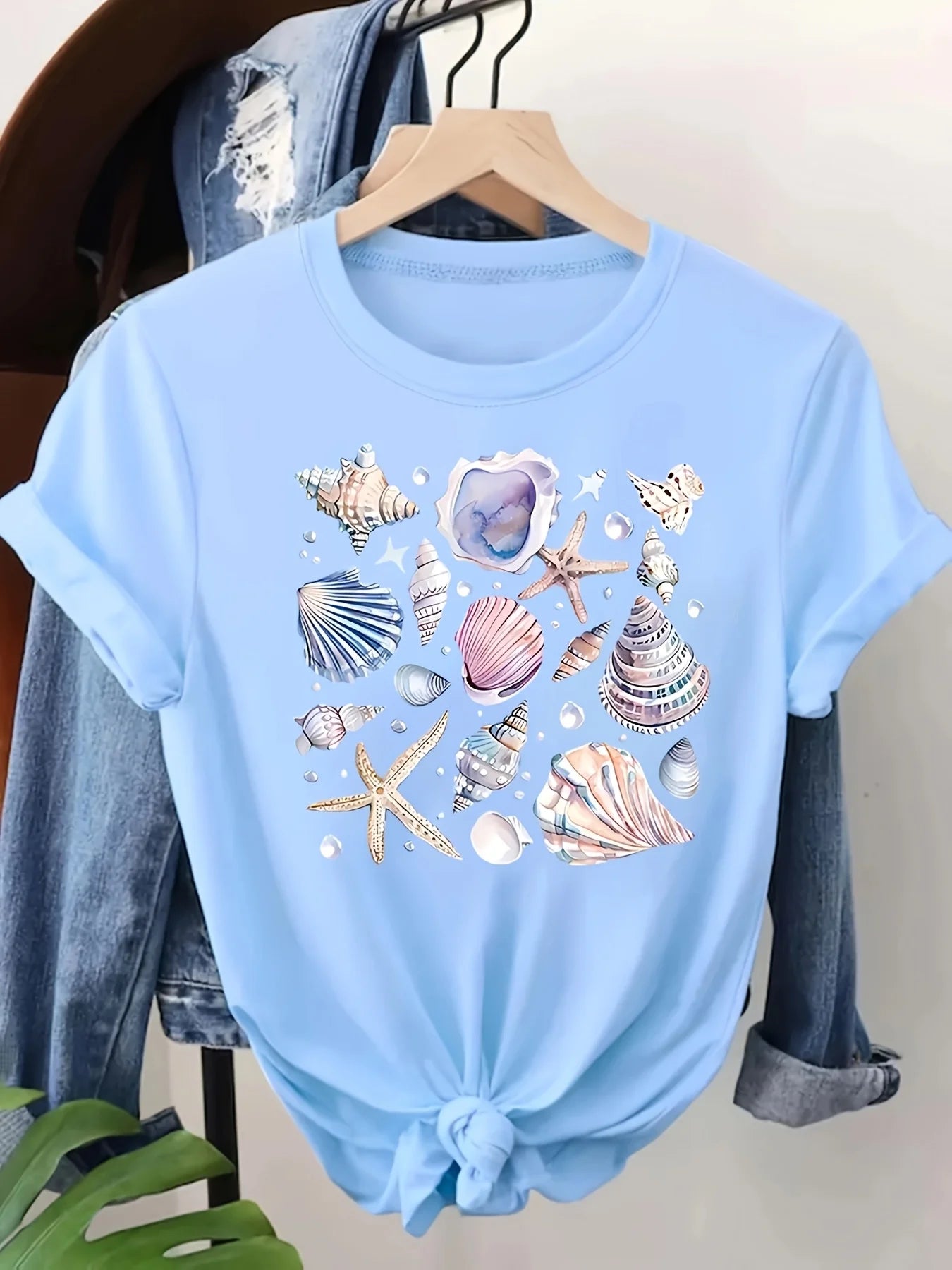 T-Shirt Coquillage Etoile de Mer Femme Motif Plage Manches Courtes | MDN Store 25