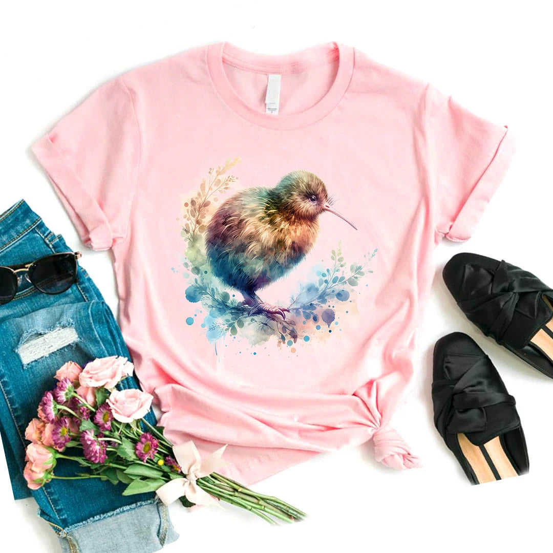 T-Chemise Kiwi Aquarelle Rose Kawaii Femme | MDN Store