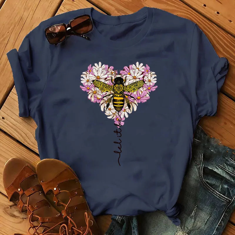 T-shirt Coton Abeille Fleurs Oversize Femme | MDN