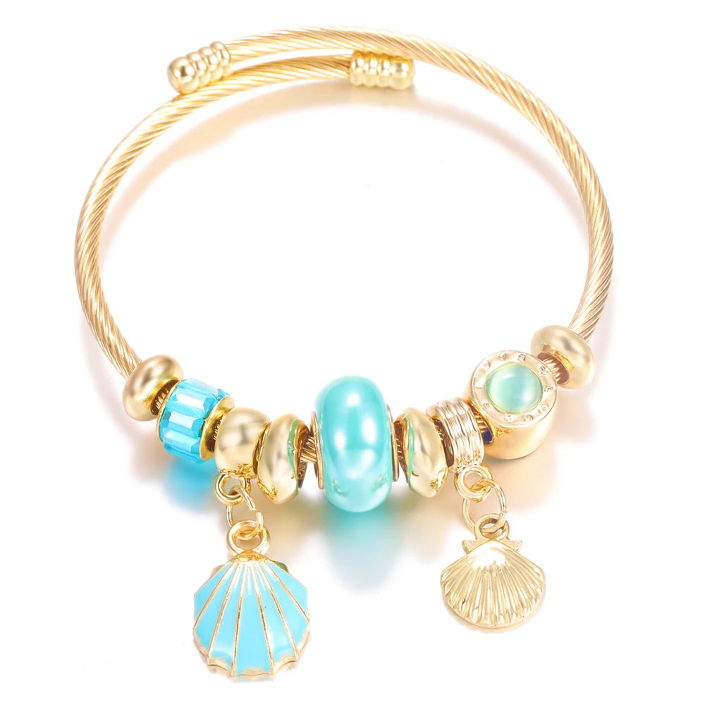 Bracelet Femme Acier Inoxydable Doré Fleurs Strass 4 Couleurs | MDN Store