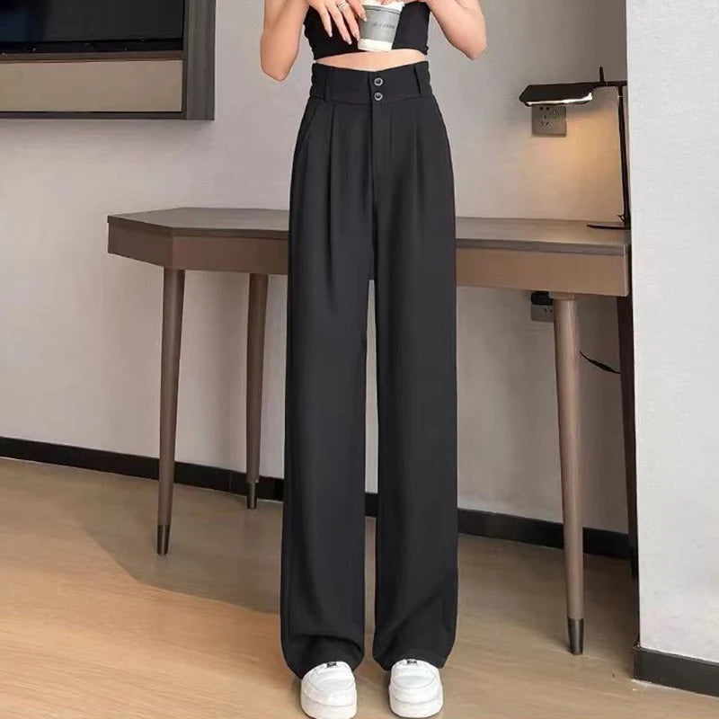 Pantalon Femme Taille Haute Droit Été Léger Costume | MDN Store
