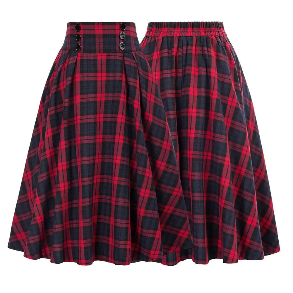 Jupe Femme Carreaux Taille Haute Rétro | MDN Store
