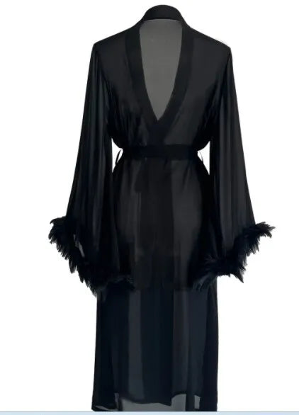 Peignoir Soie Plumes 3/4 Été | MDN Store