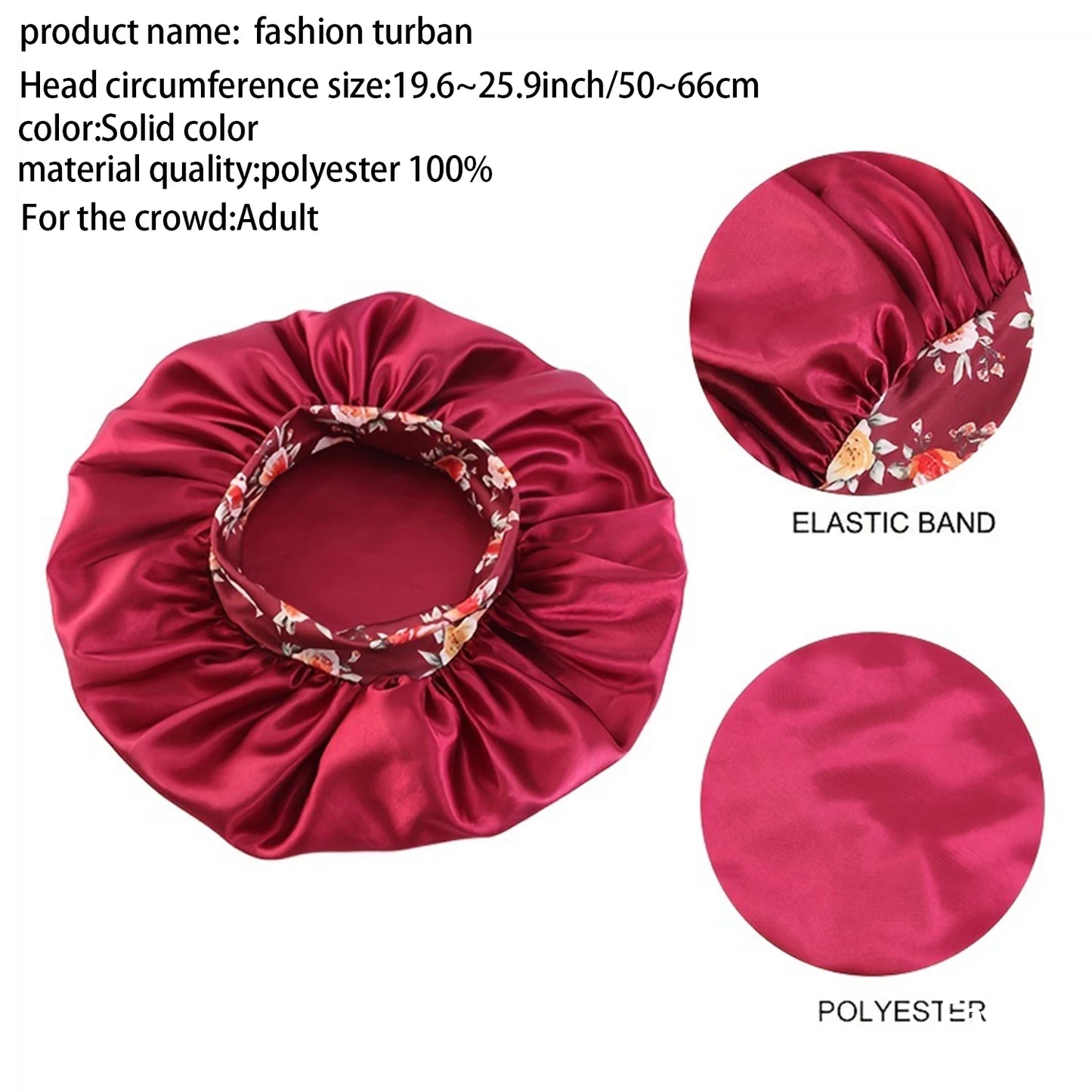 Bonnet Nuit Satin Fleurs Imprimées - Bonnet Sommeil Femme Bord Large Élastique | MDN