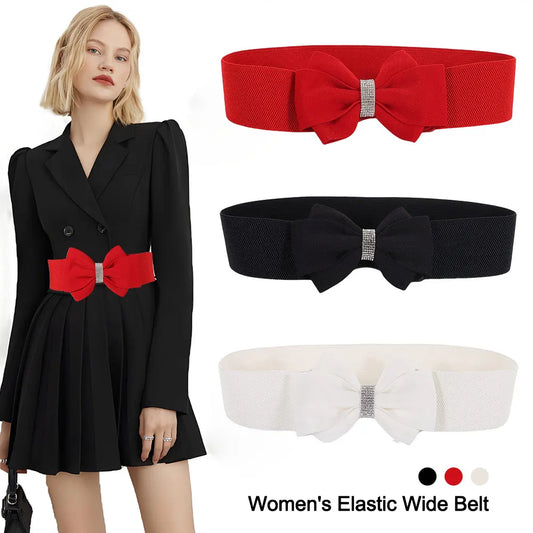 Ceinture Large Élastique Nœud Strass Femme Grande Taille - Ceinture Stretch Ajustable | MDN