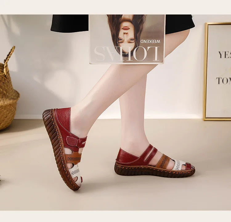Sandales Cuir Plates Bout Fermé Lorilury | MDN Store
