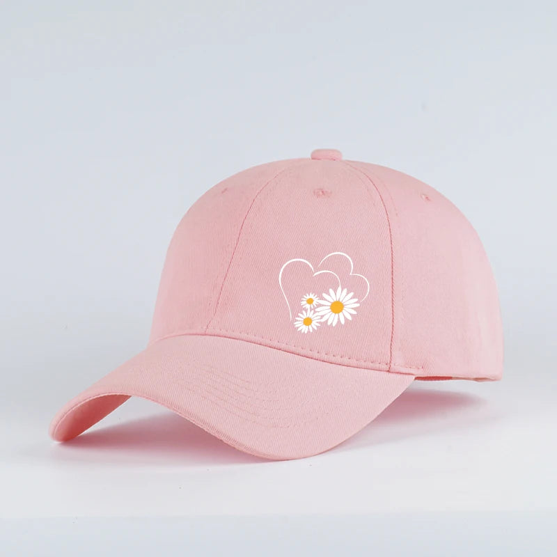 Casquette Baseball Visiere Souple Imprime Coeur Daisy Femme Reglable | MDN Store 25