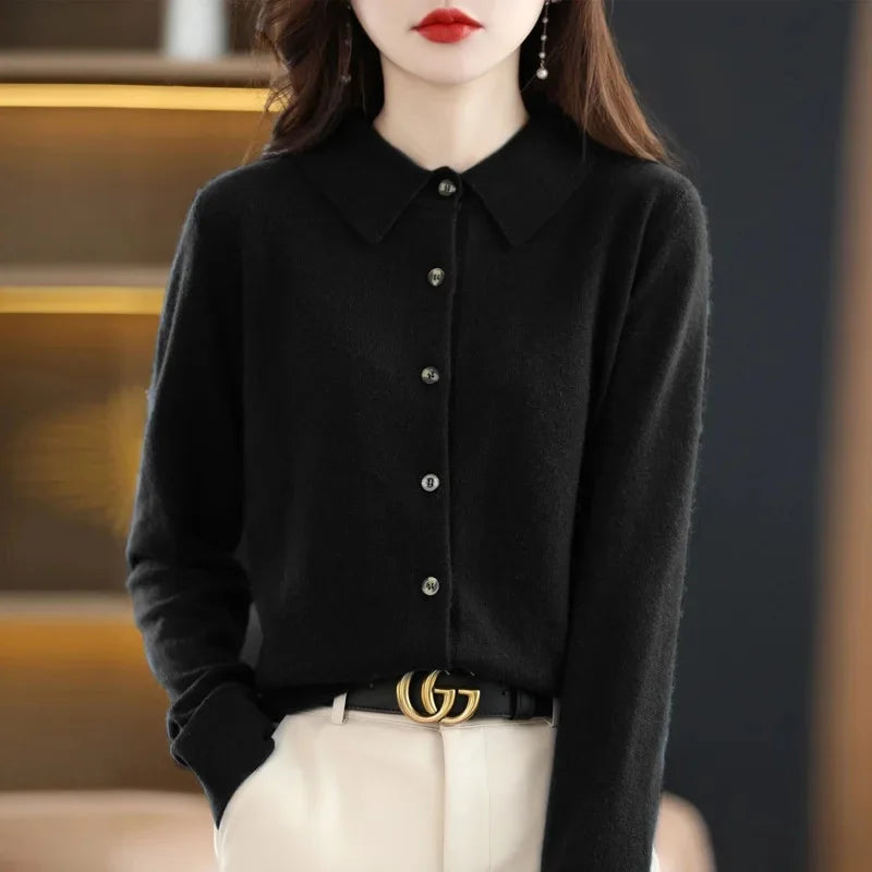 Cardigan Femme Col Polo Loose Fit Tricot Doux 9 Coloris S-XXL | MDN Store