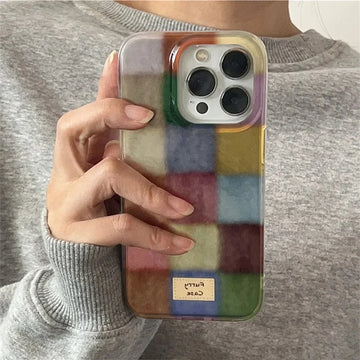 Coque iPhone Dopamine Carreaux Colorés Mate - 16 15 14 13 12 | MDN Store