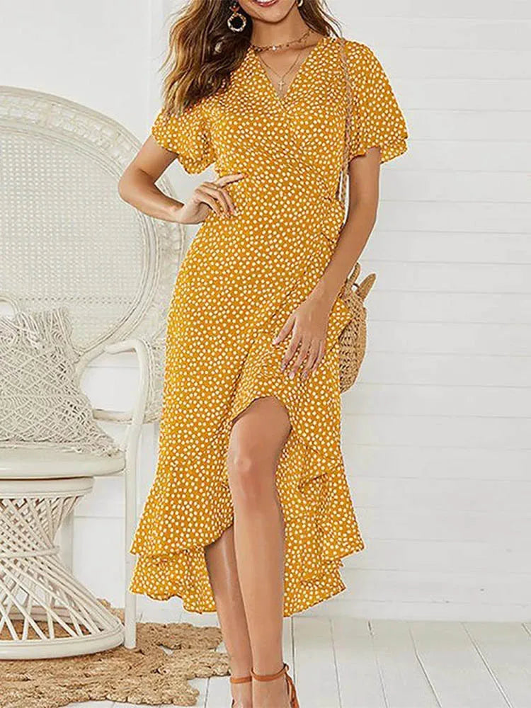 Été Plage Robe Maxi Femme Floral Imprimé Bohème Long Mousseline Robe | MDN Store
