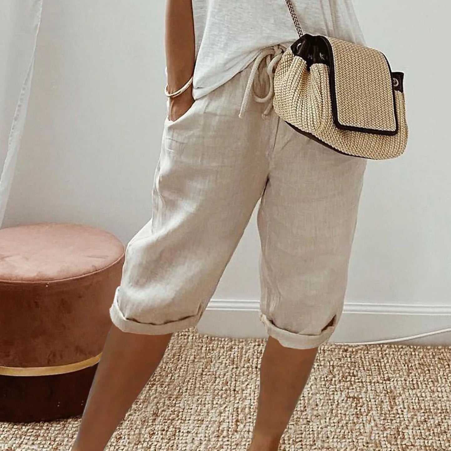 Short Femme Coton Lin Taille Moyenne Large | MDN