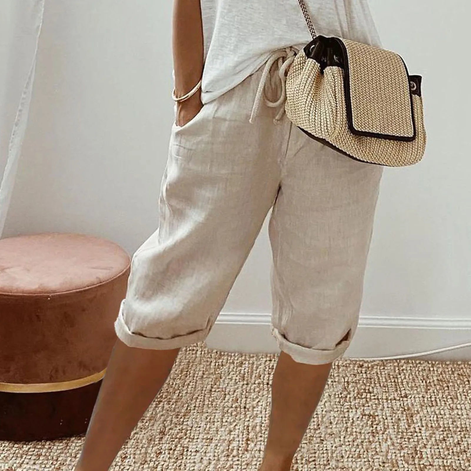 Short Femme Coton Lin Taille Moyenne Large | MDN Store