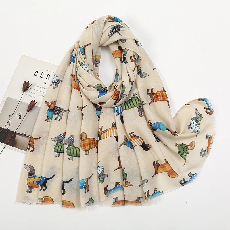 Écharpe Longue Viscose Chat Cartoon Coloré Femme | MDN Store