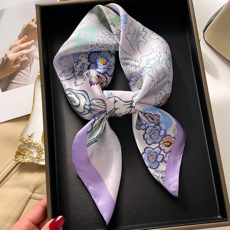 Foulard Carré Soie Imprimé Voyage 70x70cm Femme | MDN Store