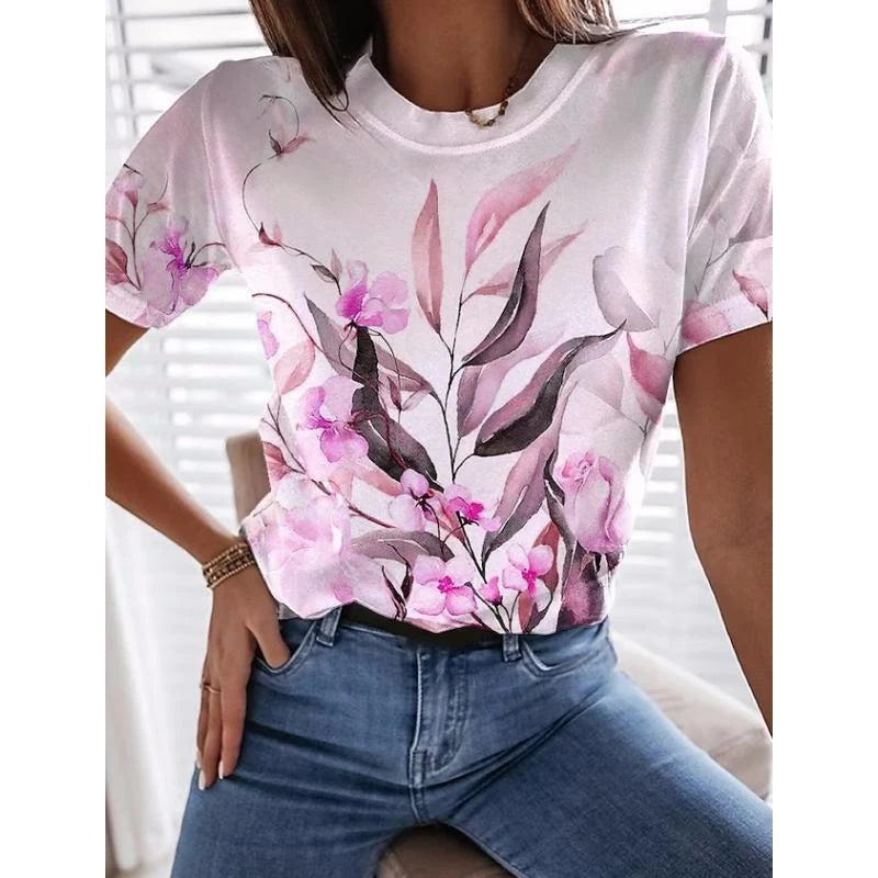 T-Chemise Fleurs 3D Y2K Harajuku Femme | MDN Store
