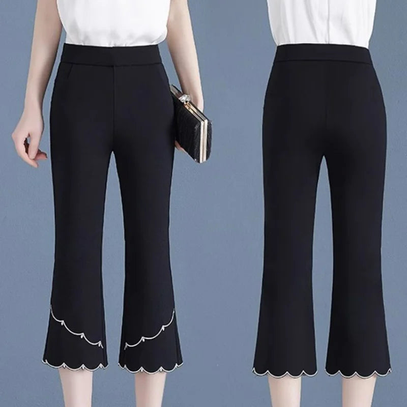 Pantalon Soie Glacée Évasé Taille Haute | MDN Store