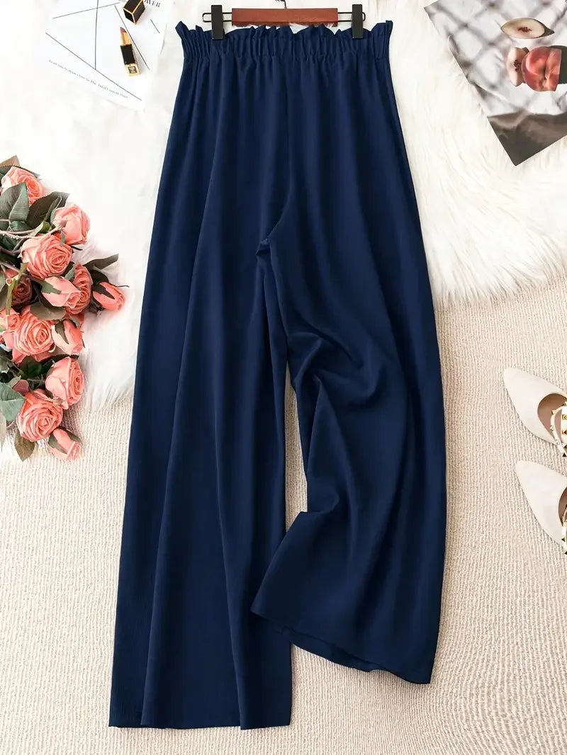 Pantalon Large Femme Vert Taille Haute | MDN Store