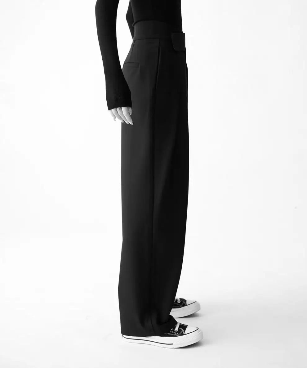 Pantalon Costume Noir Femme Homme Taille Haute - Unisexe Bureau Minimaliste Y2K | MDN