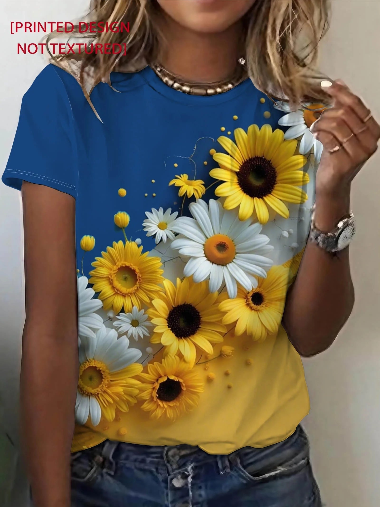 T-Shirt Floral Tournesol Marguerite Femme Manches Courtes | MDN Store 25