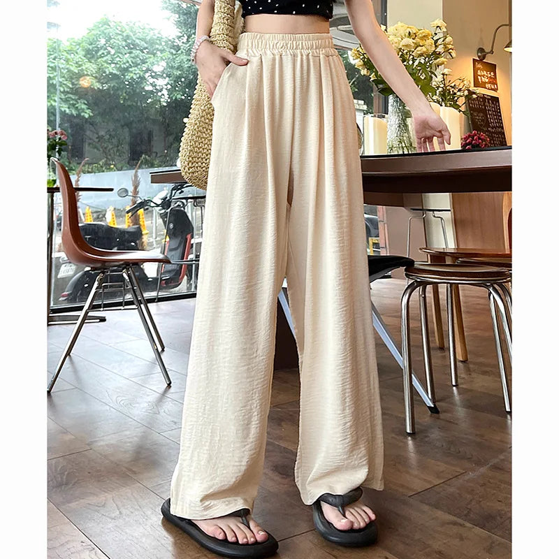 Pantalon Plissé Soie Glacée Taille Haute | MDN Store