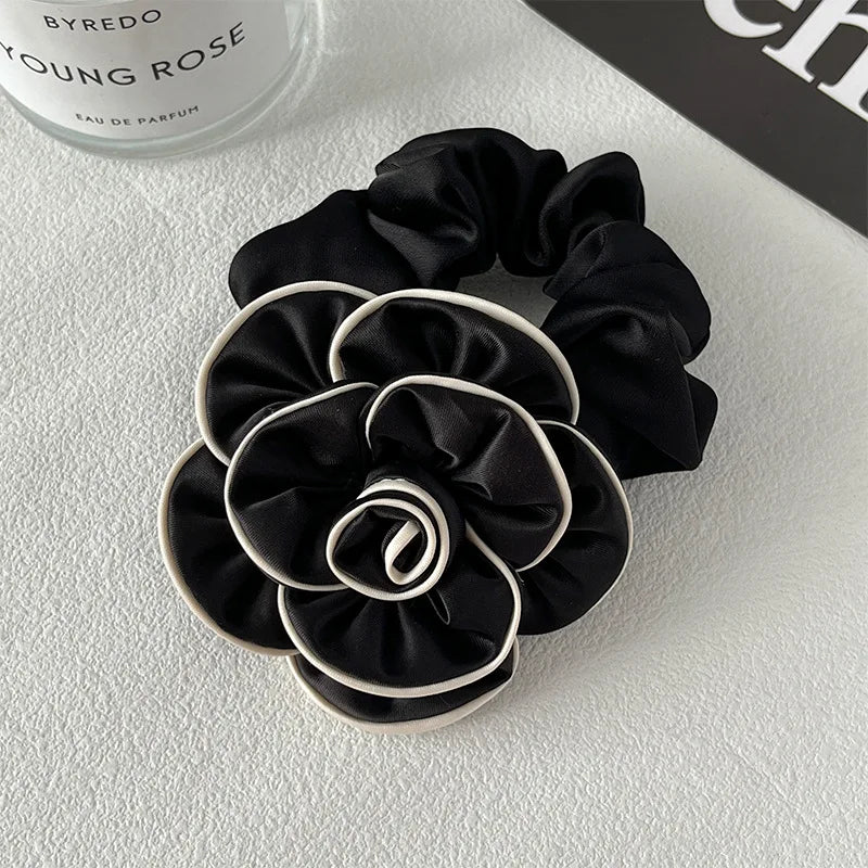 Chouchou Camélia Fleur Tissu Rétro - Élastique Cheveux Femme Élégant Haute... | MDN Store