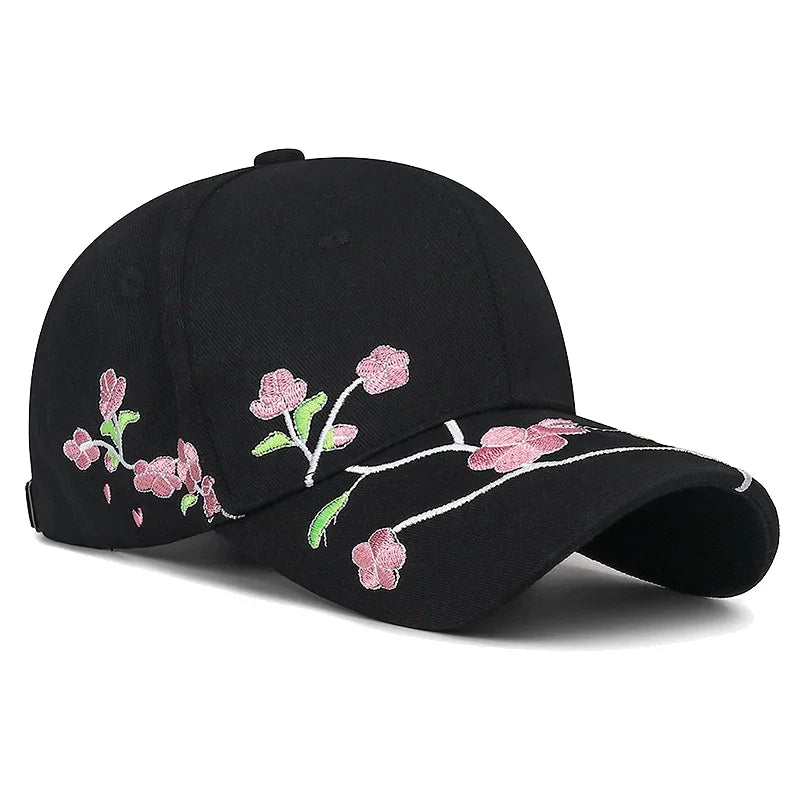 Casquette Bec de Canard Broderie Fleur de Prunier Femme Reglable | MDN Store 25
