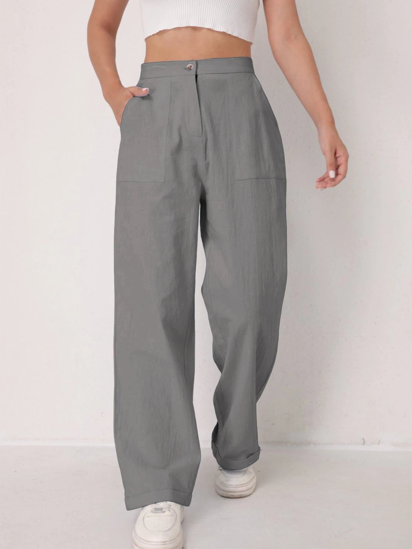 Pantalon Lin Taille Haute Décontracté Femme | MDN Store