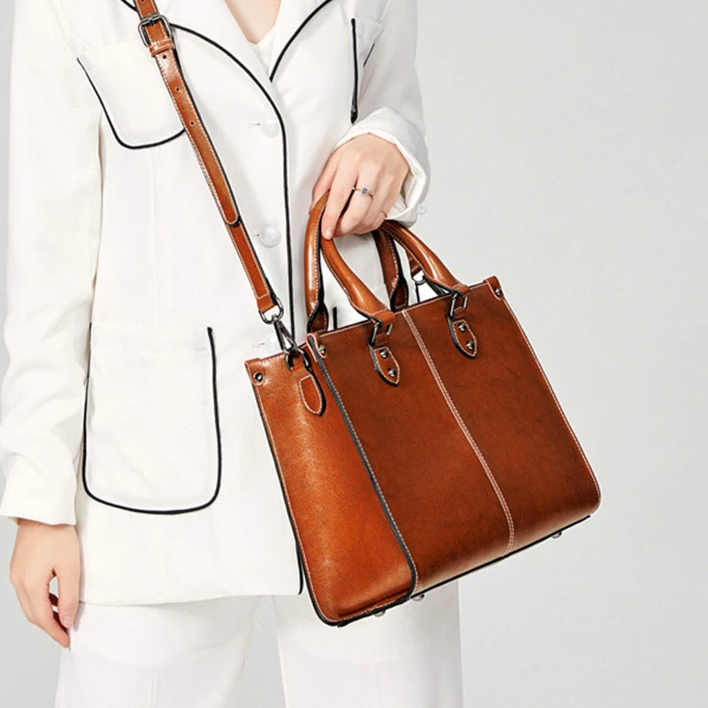 Sac à Main Femme Cuir Véritable Bandoulière Épaule Bureau Élégant - MDN