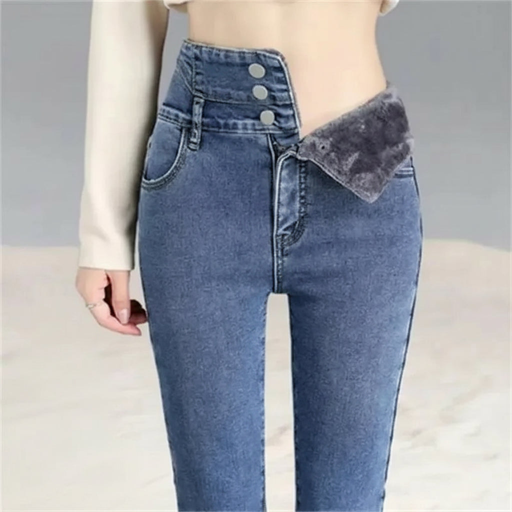 Jean Skinny Femme Doublé Polaire Bleu | MDN Store