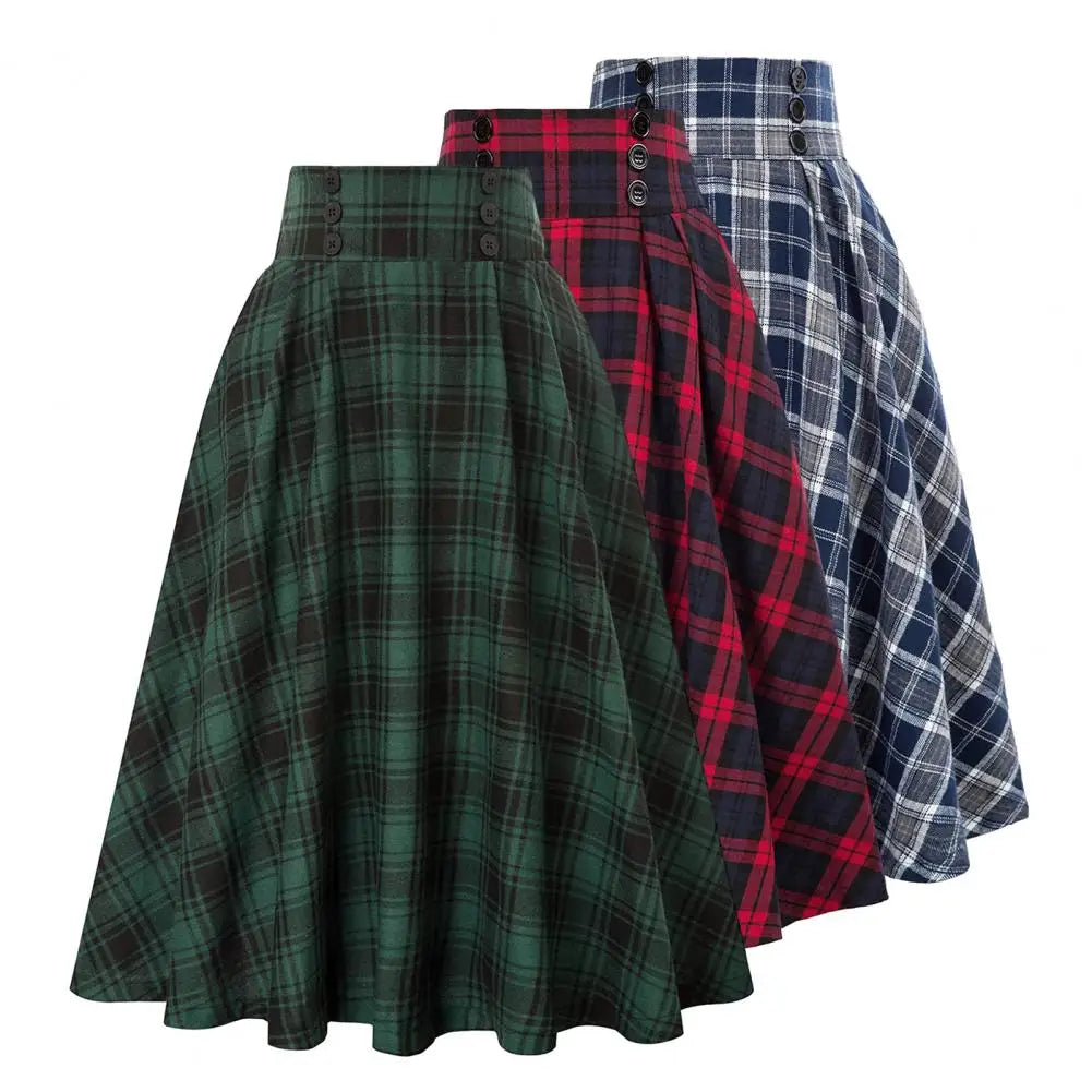 Jupe Femme Carreaux Taille Haute Rétro | MDN Store
