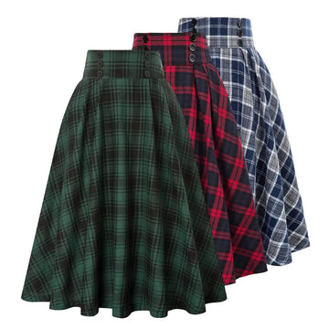 Jupe Femme Carreaux Taille Haute Rétro | MDN Store
