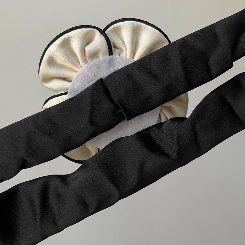 Chouchou Camélia Fleur Tissu Rétro - Élastique Cheveux Femme Élégant Haute... | MDN Store