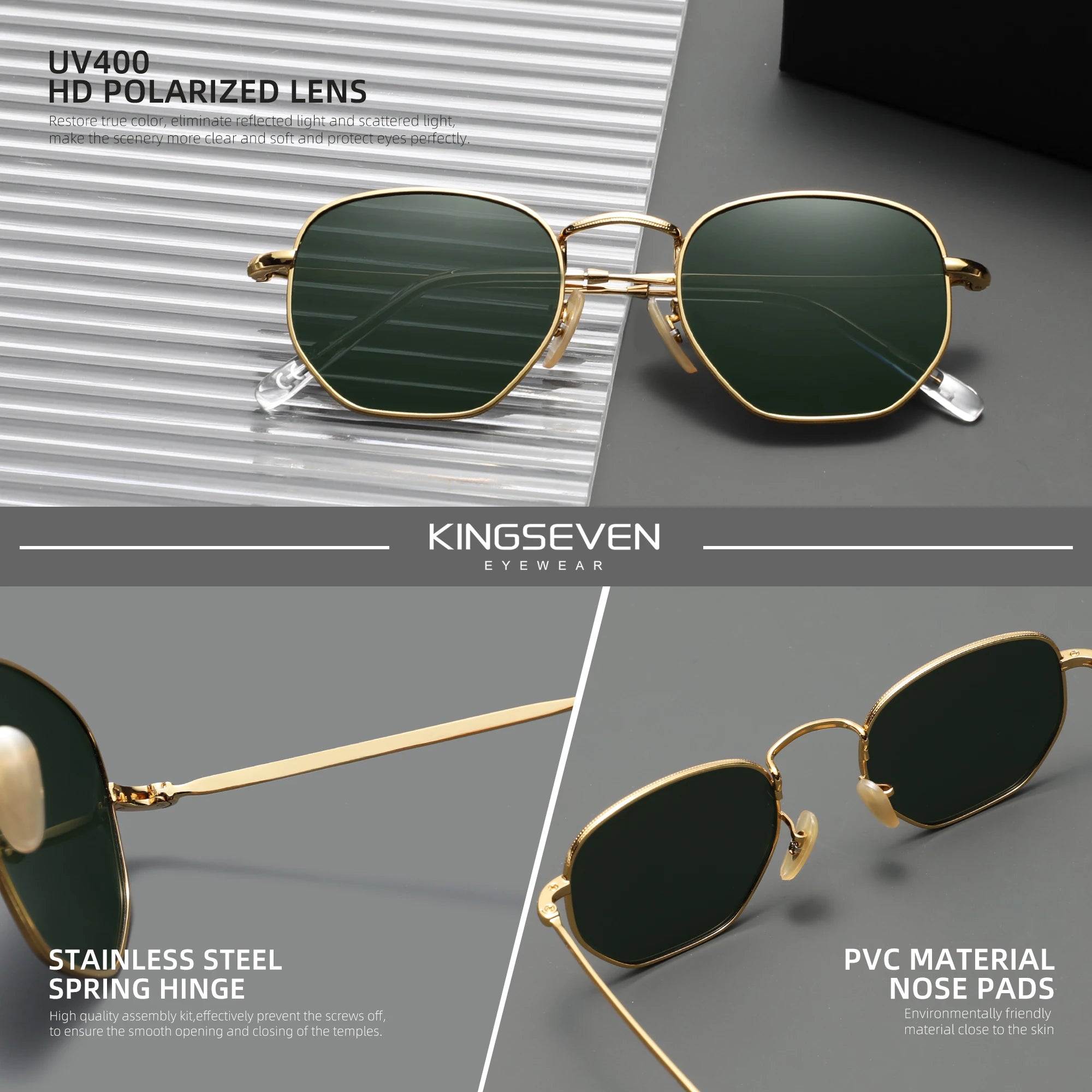 KINGSEVEN Lunettes de Soleil Rondes Polarisées UV400 Femme Miroir Alliage | MDN Store 25